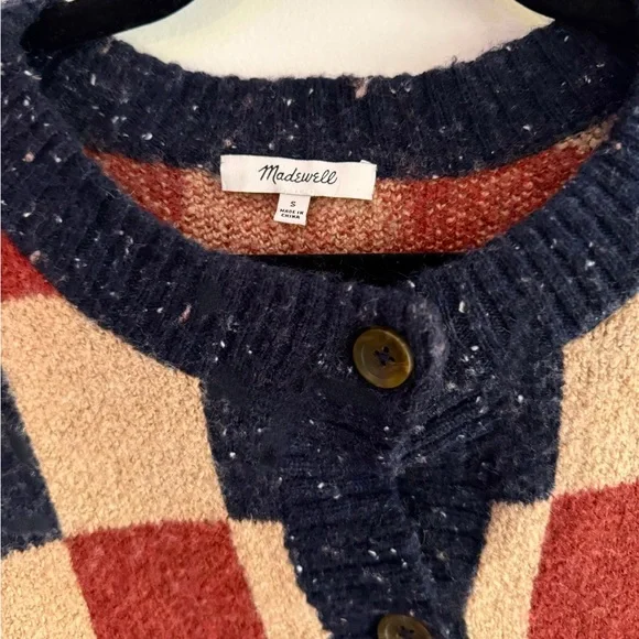 Madewell Checkered Colburne Cardigan Sweater in Coziest Textured Yarn - Picture 6 of 6